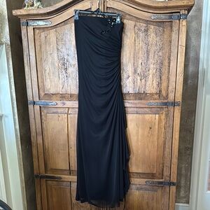 Elegant Black Strapless Gown with jewel embellishments